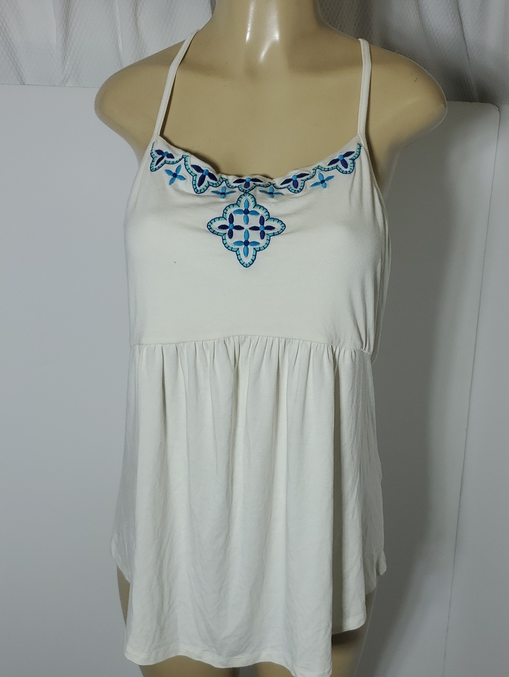 Green Dragon Sleeveless White Embroidered Tank Top - Blue Accent Size XL